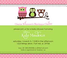 Owl Baby Shower or Birthday Party Printable Invitation - Pink